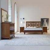 Classic Smart Cherry Double Bedroom Bed with Pierced Art