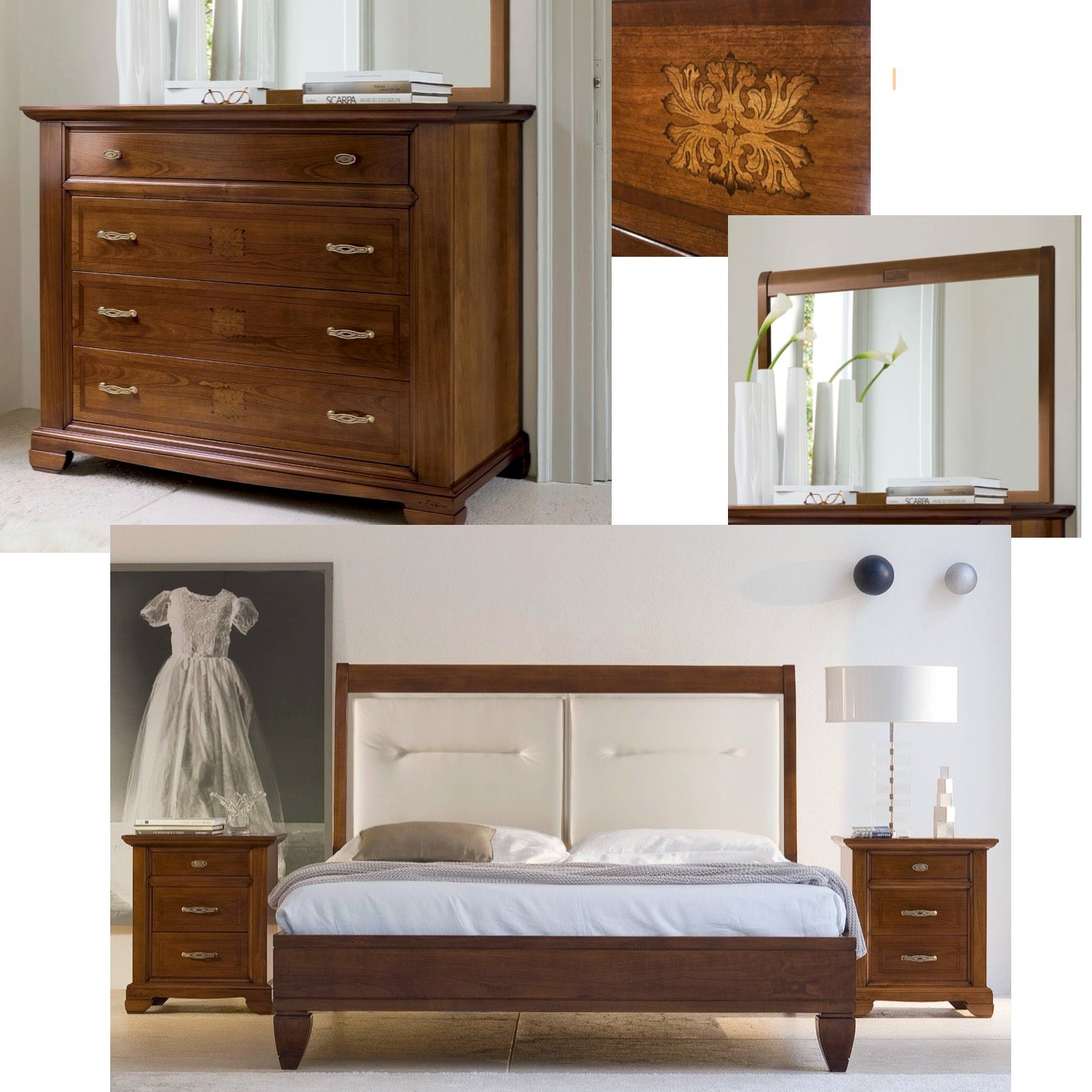 Camera da Letto Classica in Ciliegio e Vera Pelle – Stile e