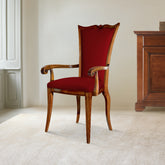 Capotavola classico con braccioli in legno massello e rivestimento in Vera Pelle Rubino – Collezione Arte Tiziano Piombini, lavorazione artigianale italiana.