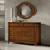 Como contenitore classico in legno con decori in noce e con segreto 5 cassetti finitura ciliegio collezione Arte D'Este Piombini Mobili Classici Italiani P3102