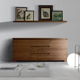 Credenza Moderna Sagomata due porte tre cassetti Noce Naturale Formella Modigliani Piombini Mobili Artigianali Italiani 8212F