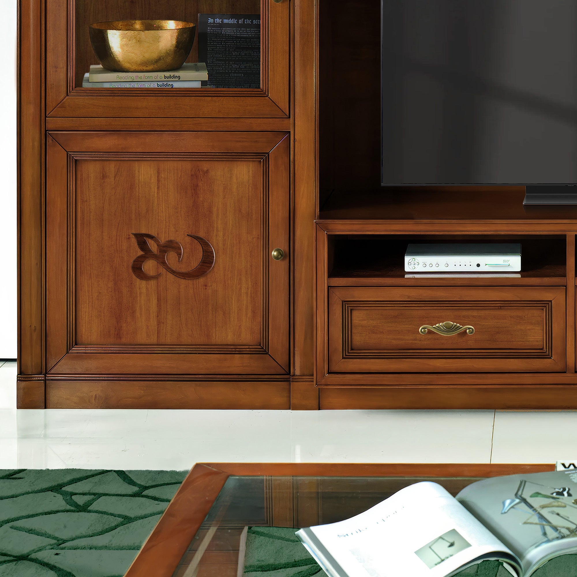 Mobile Living Room Wall L 304 Classic Wooden Cherry Finish Arte D'Este Collection Piombini Mobili