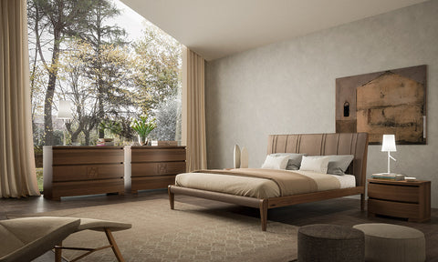 Modern Lacquered Double Bedroom Complete in Walnut Wood Modigliani Piombini Collection 