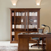 Libreria classica in legno di ciliegio a due ante scorrevoli legno vetro Arte Piombini Mobili Classici Italiani