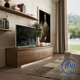 Mobile TV Moderno Sagomato in Legno di Noce con Led Modigliani