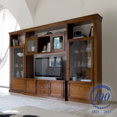 Parete Soggiorno Classica Legno di Ciliegio con Intarsio Piombini Mobili Artigianali Italiani 8865P Centenario Storia Mobili Design Passione Artigianale