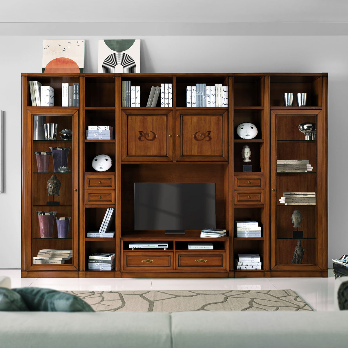 Mobile Living Room Wall L 345 Classic Wooden Cherry Finish Arte D'Este Piombini Collection