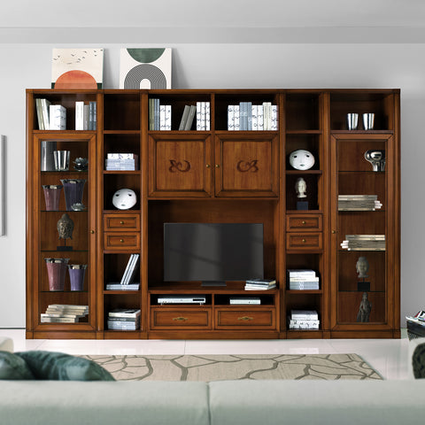 Mobile Living Room Wall L 345 Classic Wooden Cherry Finish Arte D'Este Piombini Collection