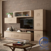 Paroi Mobile Modulable Moderne en Bois de Noyer avec LED Modigliani