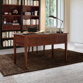 Scrivania Classica con Cinque Cassetti in Ciliegio e Pelle Arte Piombini Mobili Classici Italiani 8848 8849