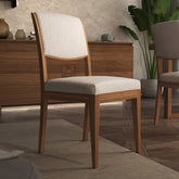 Sedia Moderna in Legno di Noce e Tessuto Ecrù Modigliani