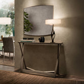 Miroir Moderne Sculpté en Noyer avec Miroir Poli Modigliani