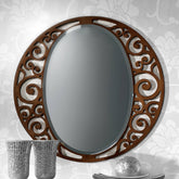 Specchio classico rotondo traforato, finitura ciliegio, collezione Arte D'angiò Piombini Mobili Classici Italiani P4105