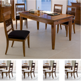 Table rectangulaire extensible classique Quatre chaises en cuir Art Piombini