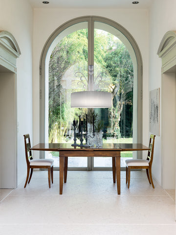 Classic Extendable Square Table 110 x 110 with 4 Classic Chairs in Cherry Wood and Real Leather Arte Piombini Collection