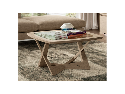 Modern square shaped coffee table 60 x 60 in ash wood Modigliani Piombini