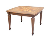 Tavolo classico quadrato allungabile in legno di noce intarsiato collezione Arte Piombini PR1752-Out