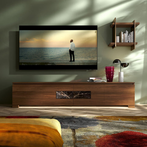 Mobile TV 4 Porte con Marmo e Luci a Led – Modigliani
