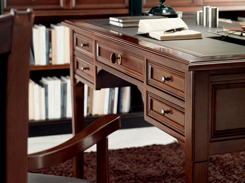 Desk Table L 130 Classic Lacquered Cherry Wood Arte Piombini Collection 