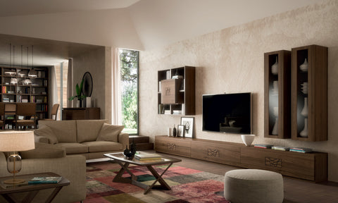 Modern Modular Wall In Modigliani Piombini Walnut