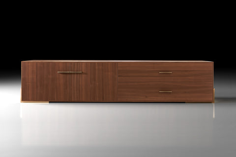 Vista frontale credenza madia TV moderna CM2M1 100 ARC in noce canaletto Piombini