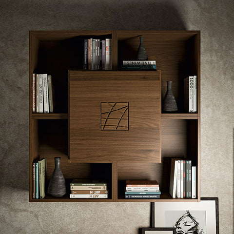 Dettaglio Parete mobile soggiorno moderno in legno di noce Collezione Modigliani Piombini Comp05