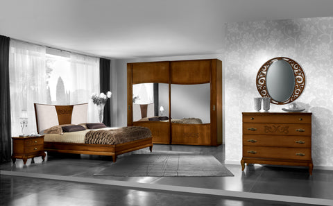 Полная классическая спальня с двуспальной кроватью и отделкой из вишневого дерева Коллекция Art of Anjou Зеркало Piombini в подарок