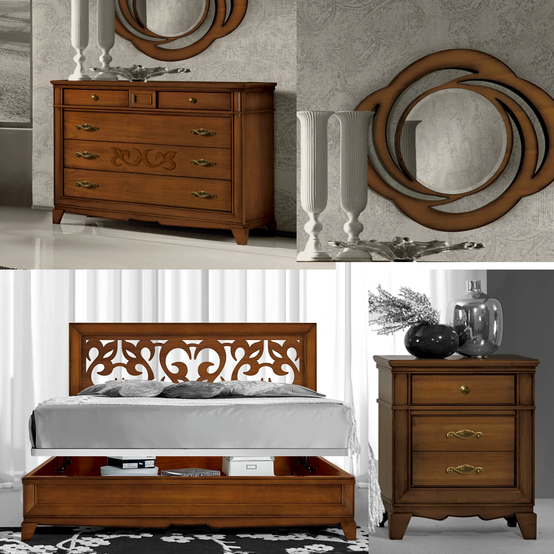 Camera da Letto Box Classica Matrimoniale Smart in Ciliegio Traforato Arte D'Este