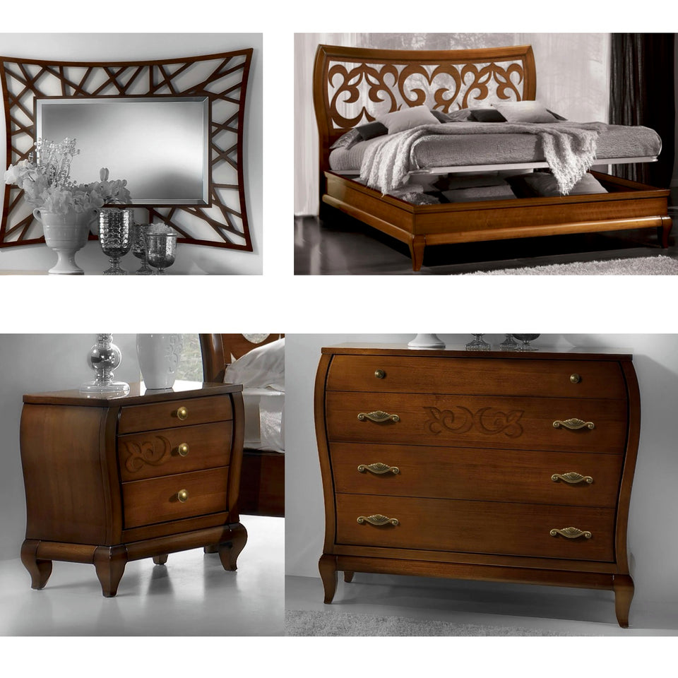 Chambre à coucher Smart avec sommier double classique en merisier Arte Visconti