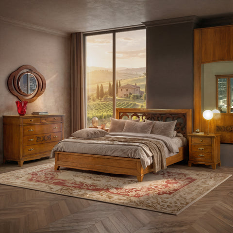 Camera matrimoniale classica D’Este con armadio scorrevole GRN14 Bassano Chiaro Anticato