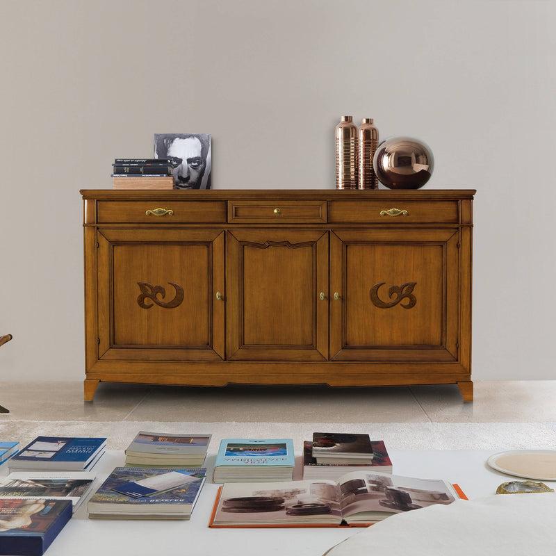 Klassisches Kirschholz-Sideboard mit drei Schubladen von Tre Porte D'Este