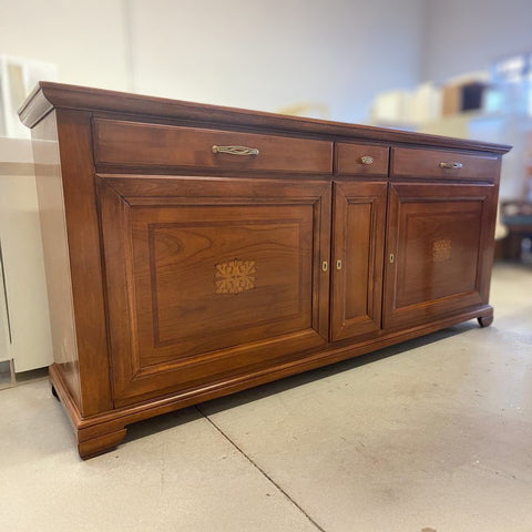 Credenza Grande Classica Ciliegio Tre Cassetti Tre Ante Intarsiate Arte Piombini 8818