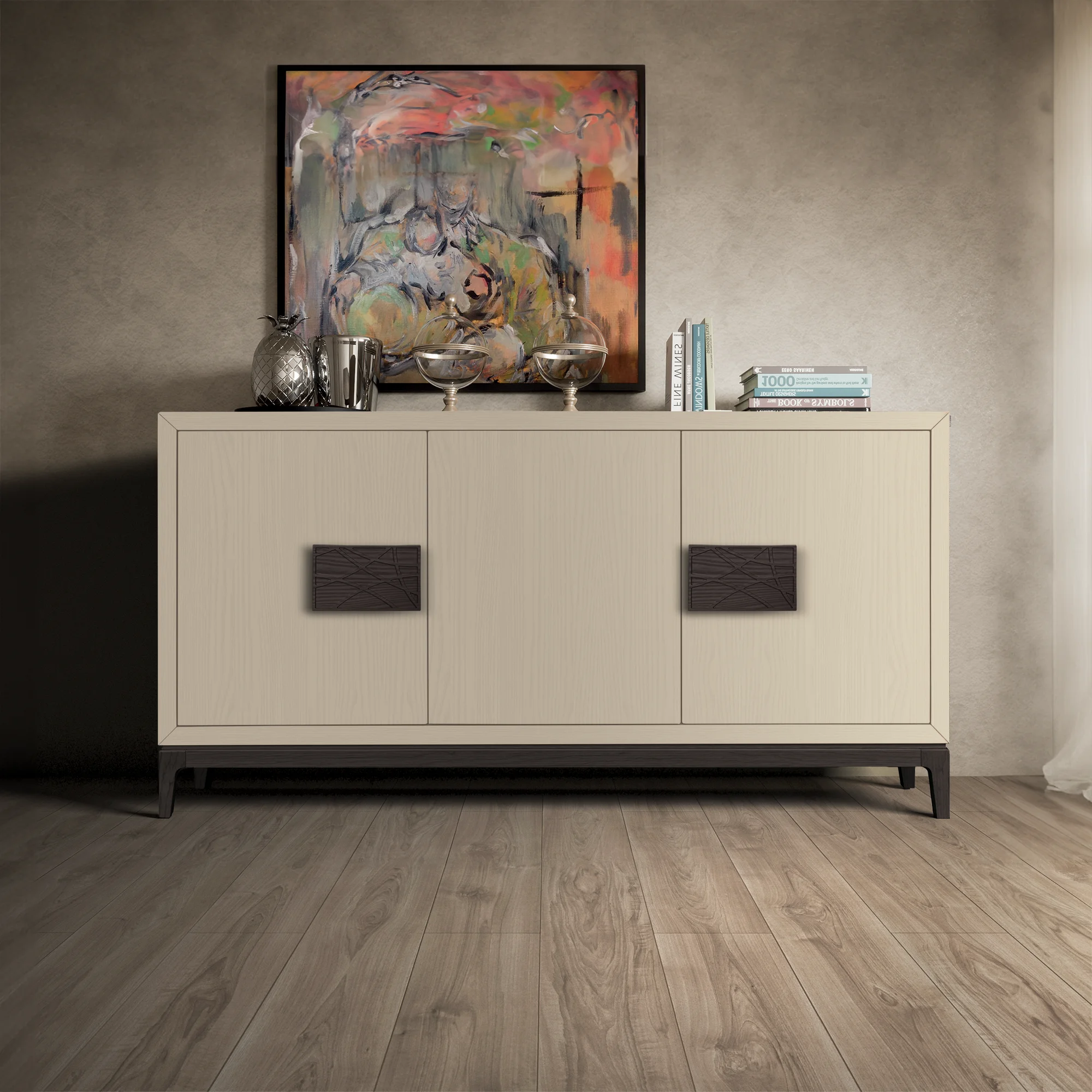 Credenza Madia Contenitore Moderna in legno di frassino laccata L30 Onice Collezione Modigliani Piombini P7039