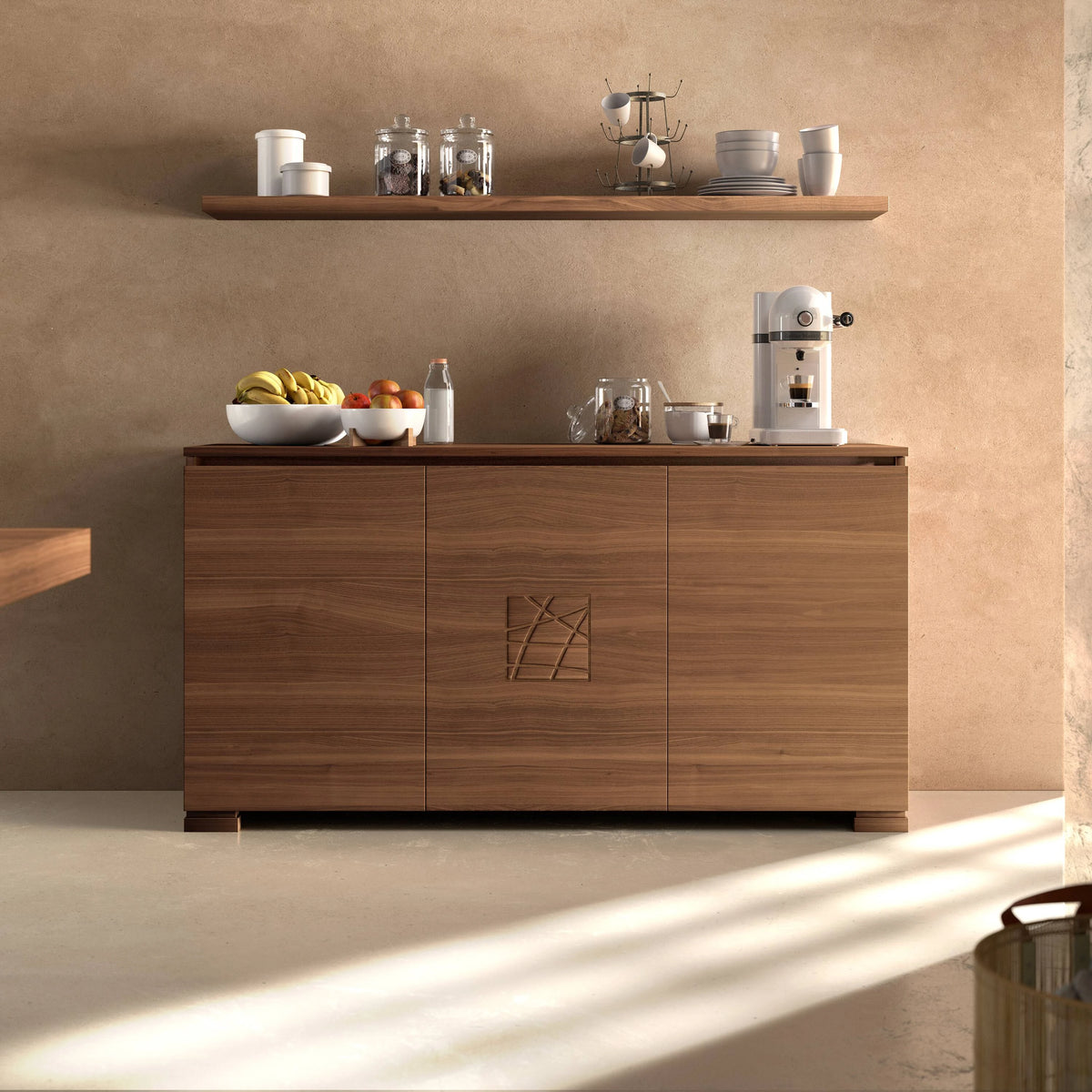 Credenza Piccola Moderna tre porte Noce Formella Modigliani Piombini 9211F