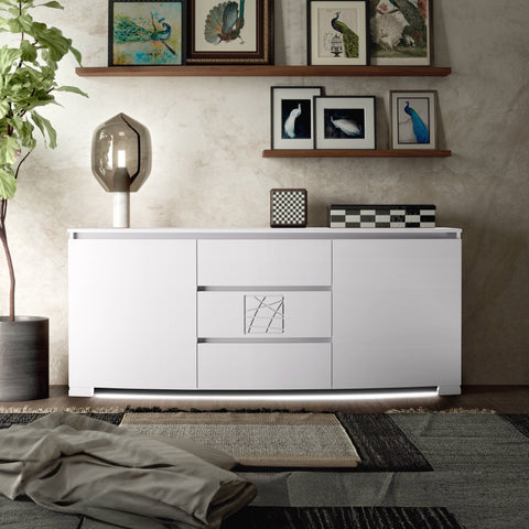 Credenza Moderna Sagomata due porte tre cassetti Bianco Formella Modigliani Piombini Ambientata 8212F