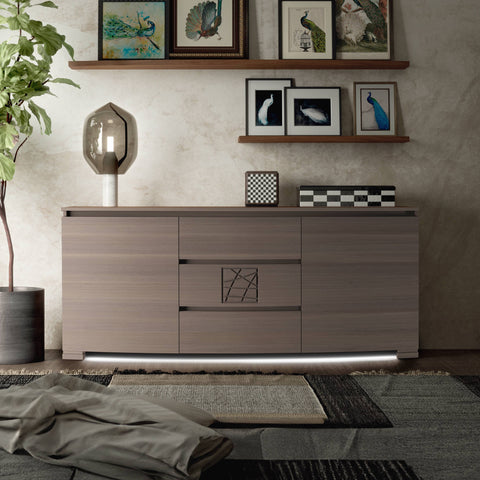 Credenza Moderna Sagomata due porte tre cassetti Cenere Formella Modigliani Piombini Ambientata 8212F