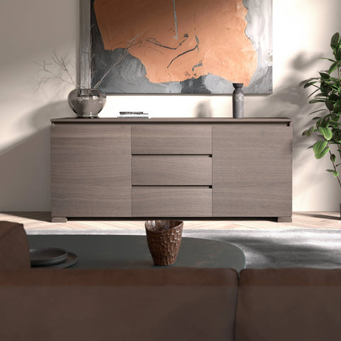 Credenza Moderna due porte tre cassetti Cenere Liscia Modigliani Piombini Mobili Artigianali Italiani 9212