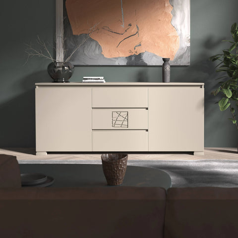 Credenza Moderna due porte tre cassetti Onice Formella Modigliani Piombini Mobili Artigianali Italiani 9212F