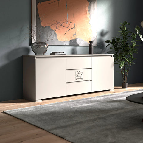 Credenza Moderna due porte tre cassetti Onice Formella Modigliani Piombini Mobili Artigianali Italiani Laterale 9212F