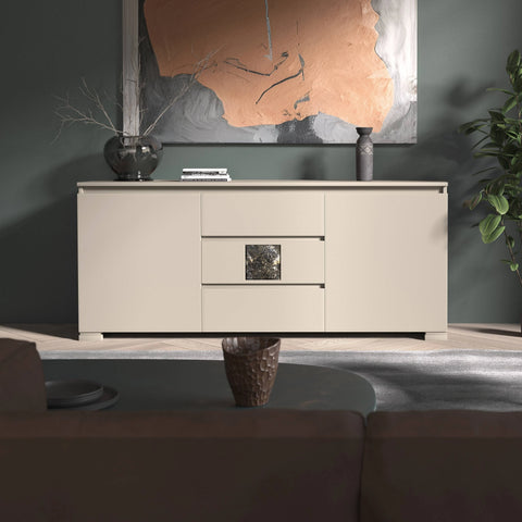 Credenza Moderna due porte tre cassetti Onice Marmo Modigliani Piombini Mobili Artigianali Italiani 9212M