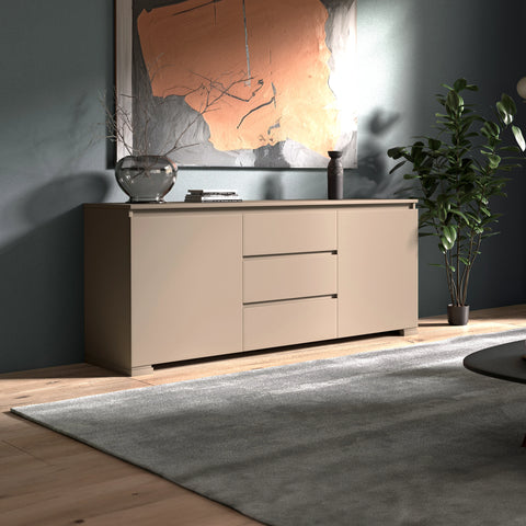 Credenza Moderna due porte tre cassetti Tortora Liscia Modigliani Piombini Mobili Artigianali Italiani Laterale 9212