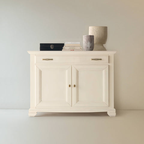 Small Classic Cherry Sideboard with two inlaid doors and one drawer by Arte Piombini