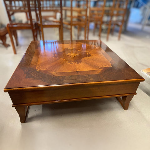 Tavolino Quadrato Classico Intarsiato un Cassetto Arte Tiziano Piombini RH932