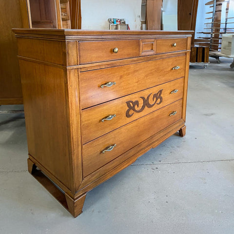 Gruppo Comò e Comodini contenitori della linea classica in legno finitura ciliegio con decori in noce la specchiera in regalo Arte D'Este Piombini Mobili Classici Italiani GRU04