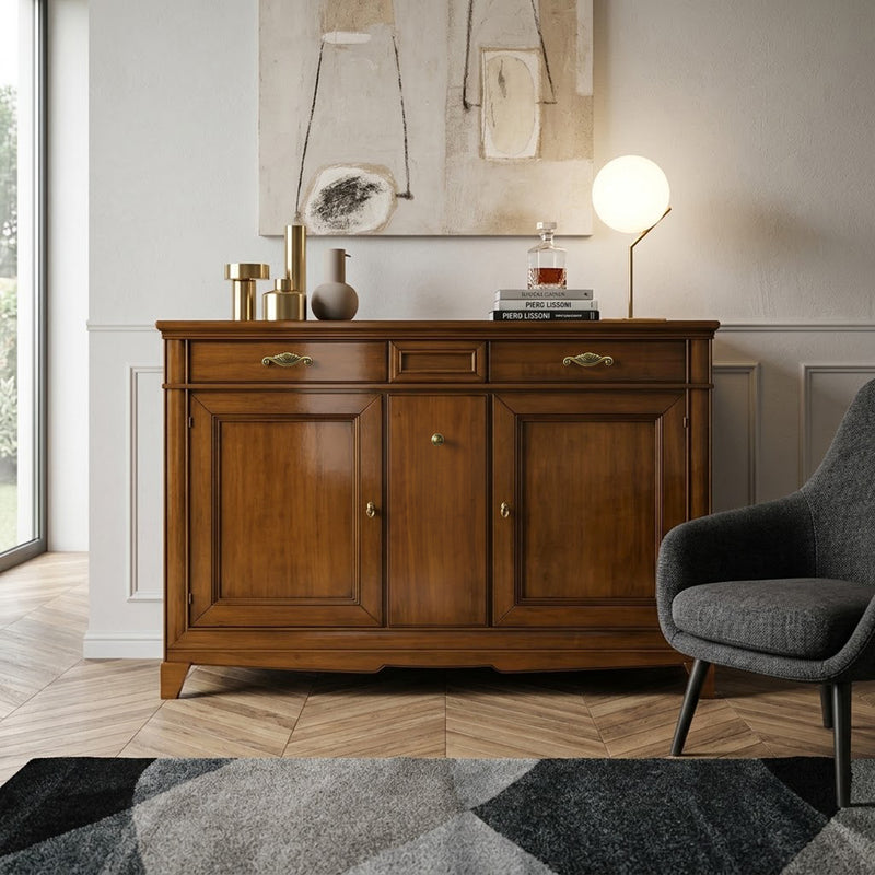 Credenza Classica 2 Porte Lisce 3 Cassetti D'Este