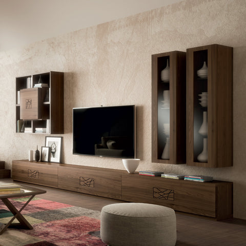 Modern Modular Wall In Modigliani Piombini Walnut