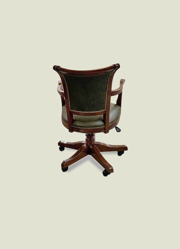 Classic Office Study Armchair Lacquered in Wood and Genuine Leather Arte Piombini Collection