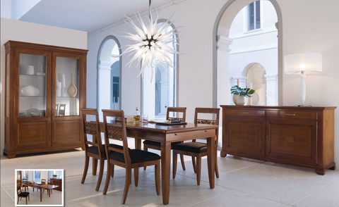 Mesa de comedor clásica extensible rectangular L 180 de madera de cerezo Colección Arte Piombini