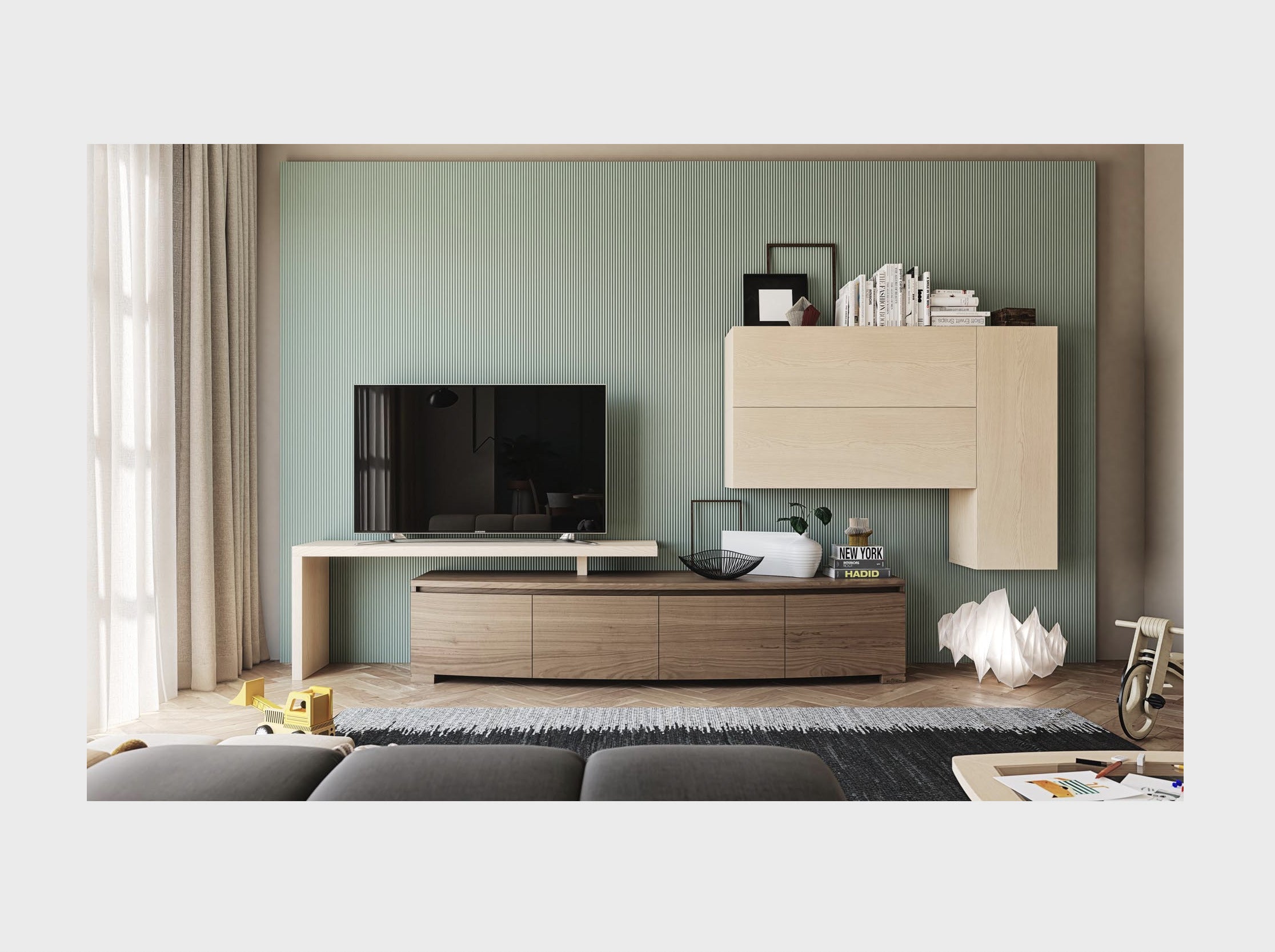 Parete mobile soggiorno moderno in legno collezione Modigliani Piombini Mobili Italiani comp13