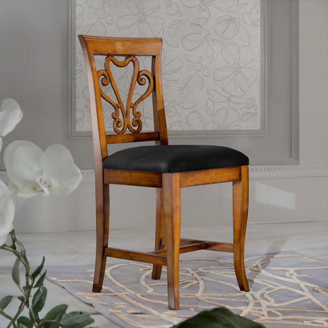Sedia Classica Cuore in Legno e Vera Pelle  Nera – Eleganza Artigianale Piombini 